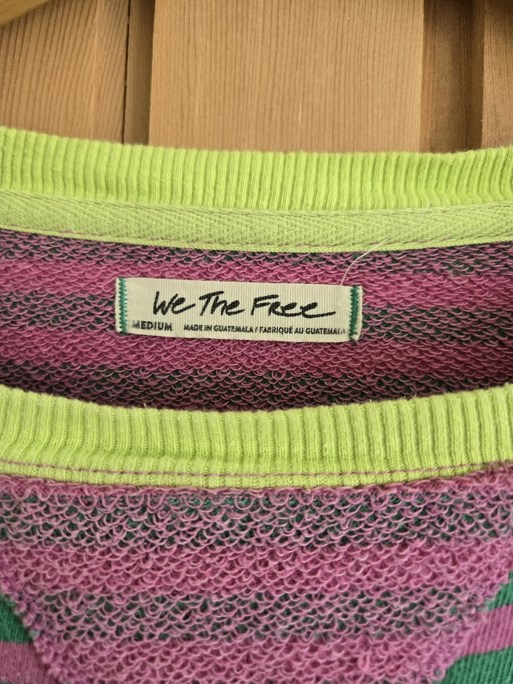 Free People Pink and Green Striped Oversized Crewneck | Size Medium - Picture 5 of 5